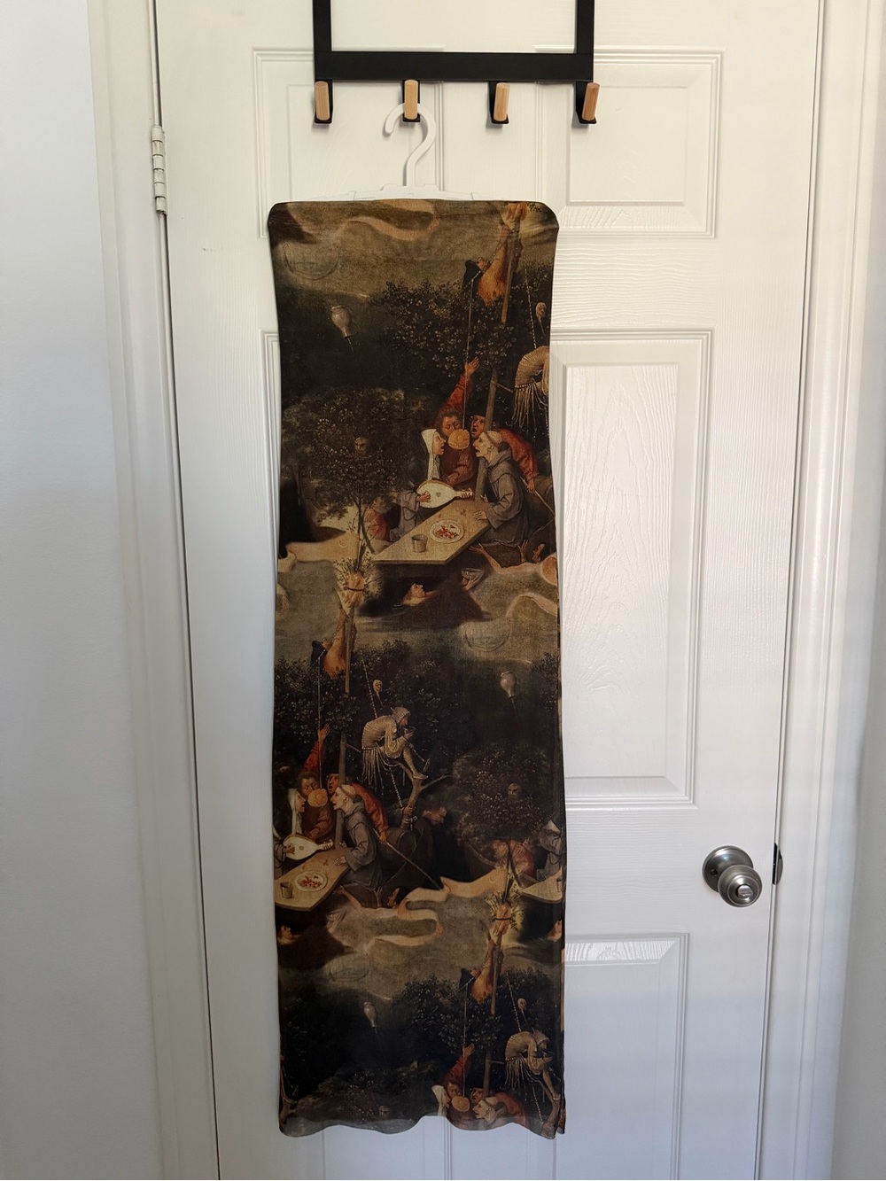 Zara Sheer Mesh Maxi Skirt Bosch Garden of Earthly Delights Print Size S